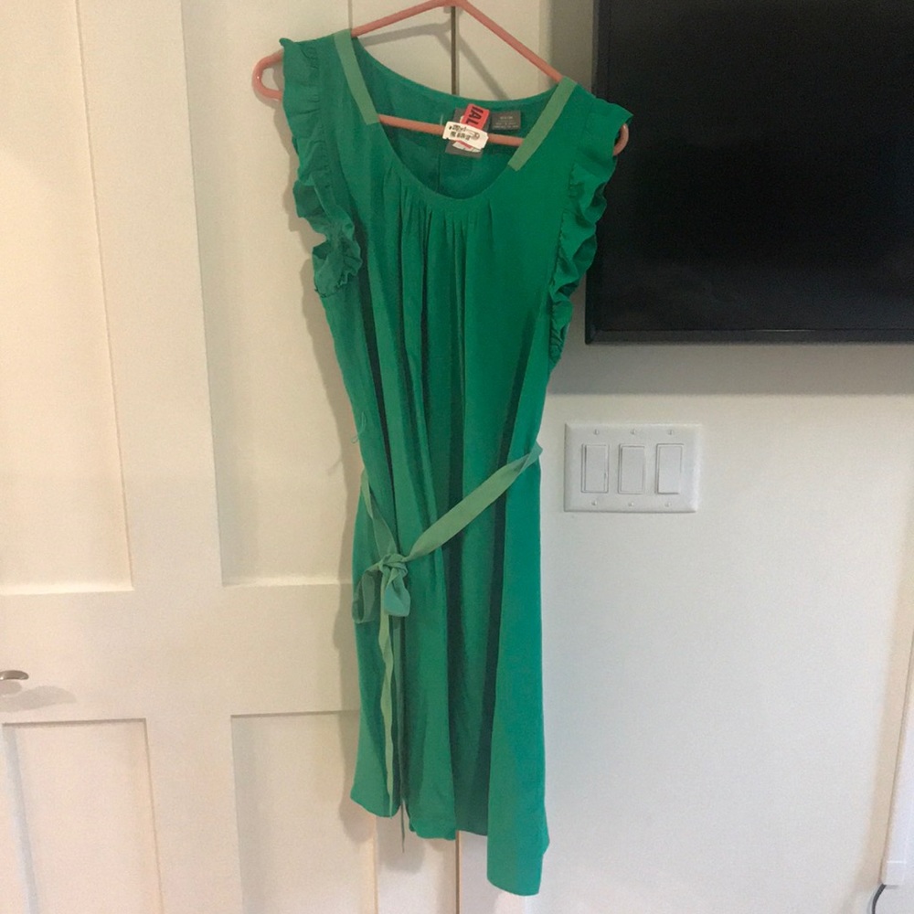 Green Flutter Sleeve Anthropologie Dress